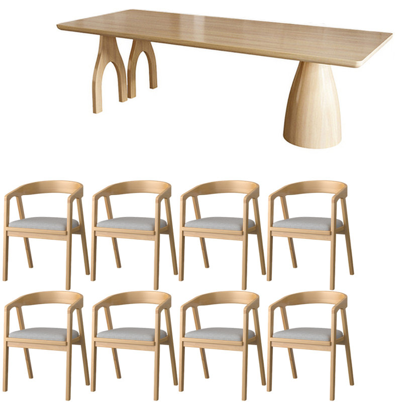 Ensemble de table de salle à manger en bois massif de style japonais, H 29,5 po x L 78,7 po x l 31,4 po