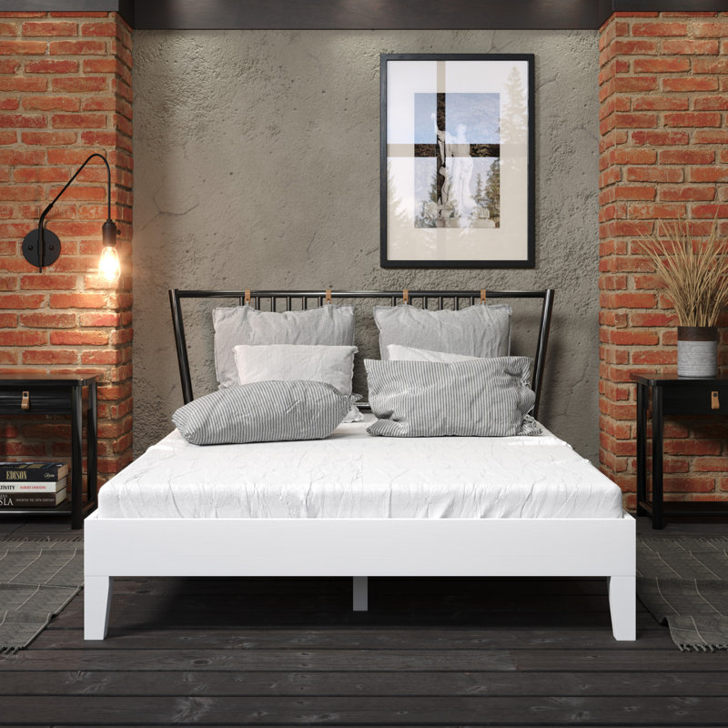 Antolic Solid Wood Platform Bed, Full, White