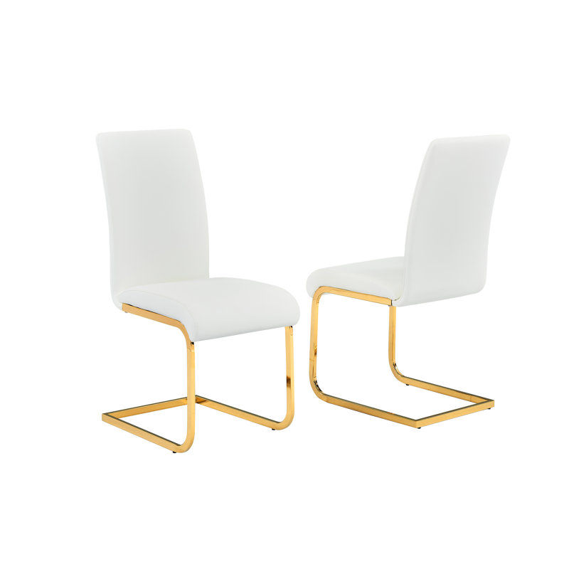 Chaise d'appoint rembourrée Steelman, Blanc, Doré