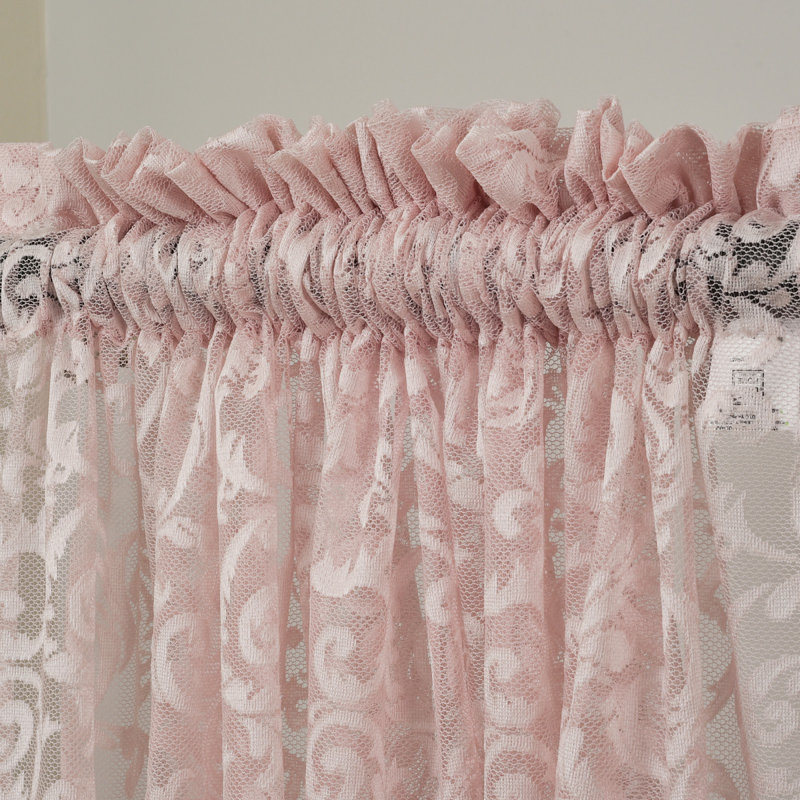 Cream Lace Classic Sheers Curtain Panels,Sheer Window Curtain,Shabby Chic, 52" W x 72" L, Pink