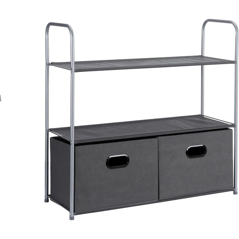 Organisateur de rangement pour placard avec bacs en tissu, tiroirs et 3 tablettes, gris, 32,7 po x 12,2 po x 31 po