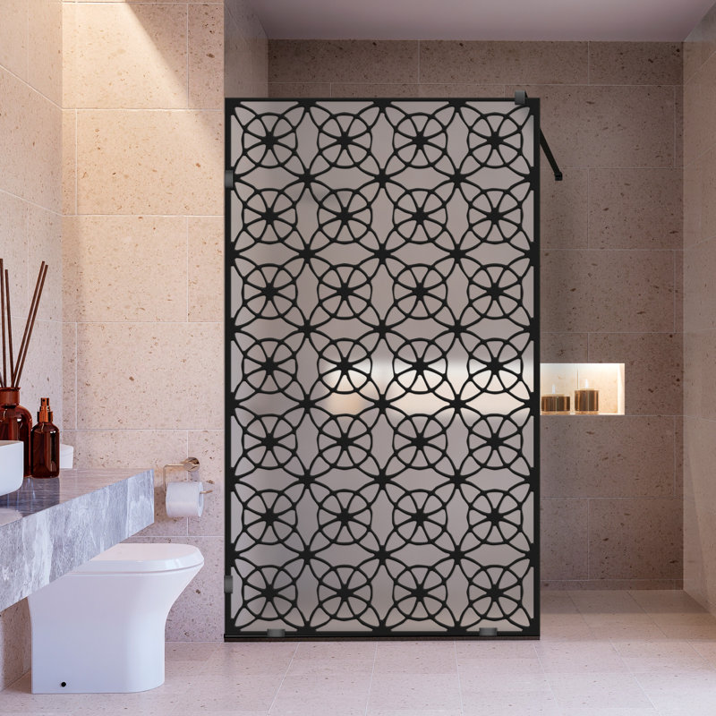 Panneau de douche en verre noir sans cadre français l 29 1/2 po x H 75 po, Gelé, Gauche