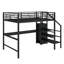 Lit mezzanine double en métal avec bureau, garde-robe et lumière DEL-1391901462