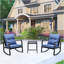Ensemble de bistro 3 pièces pour terrasse avec coussin bleu pour jardin