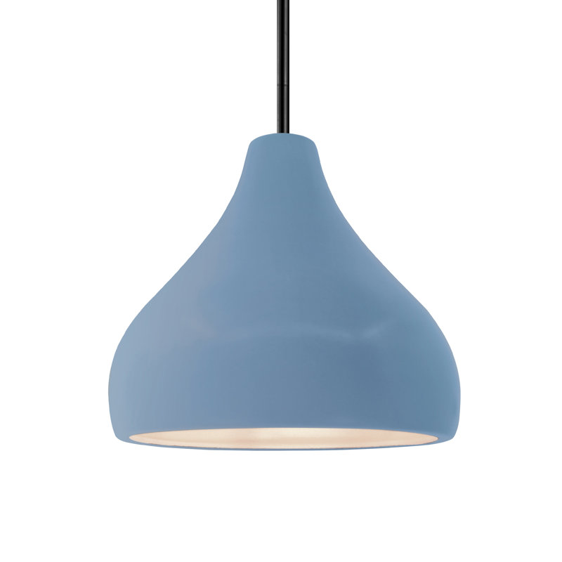 Luminaire suspendu à 1 lumière Meydan, H 8 po x l 11,5 po x P 11,5 po, Bleu ciel / noir mat, Noir mat