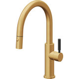 Corsano Contemporary Pull Down Kitchen Faucet with Button Sprayer Low Arc Spout and BST Series Handle