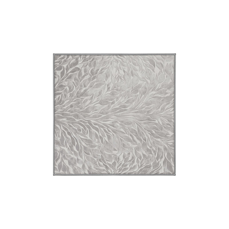 Machine Washable Gray Area Rug, Square 5'