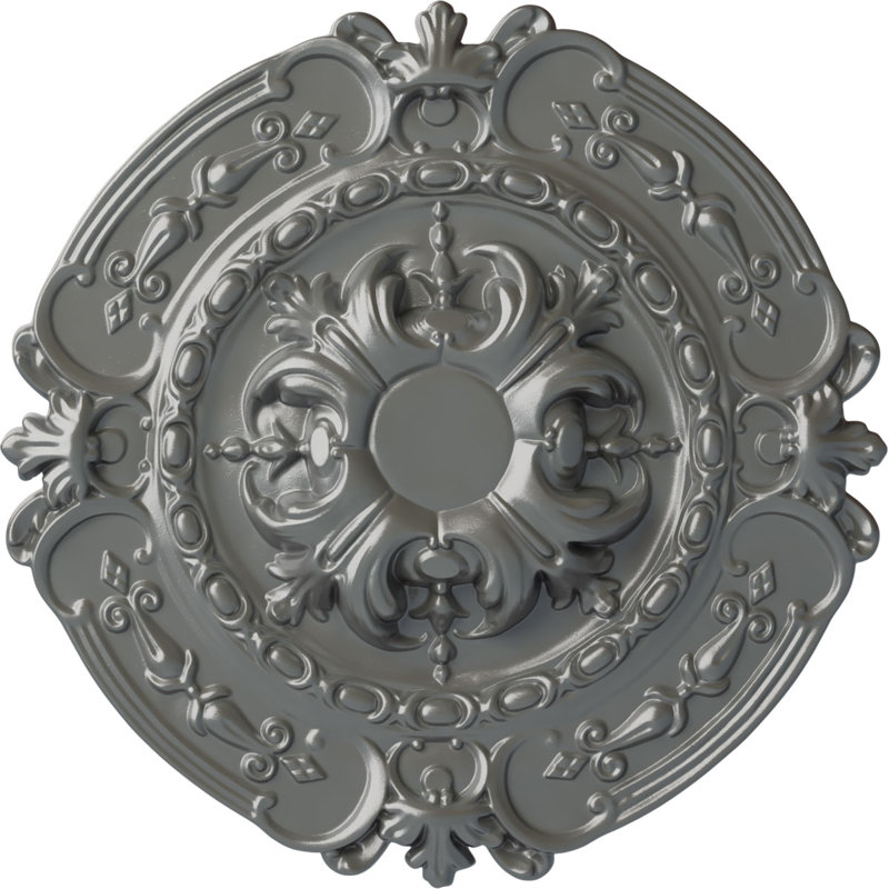 Endurathane Southampton Ceiling Medallion, 16 3/8"OD x 1 3/4"P (Fits Canopies up to 2 3/4"), Hand-Painted Silver Finish