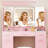 Ato Vanity Desk with Mirror and Lights, Vanity Tables with 7 Drawers, Makeup Vanity with Tri-Folding 3 Colors Lighting Mirror and Cushioned Stool, Big Vanities Perfect for Bedroom, White-315565999