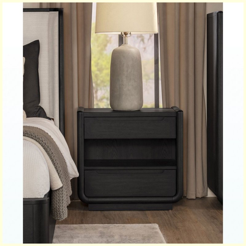 Table de chevet moderne à 2 tiroirs DEL avec ports de chargement USB et table de chevet moderne pour la chambre à coucher