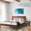 Ensemble de chambre à coucher 2 pièces Jomar - Structure de lit plateforme en bois massif et table de chevet assortie, style scandinave rustique-91715942-91715943
