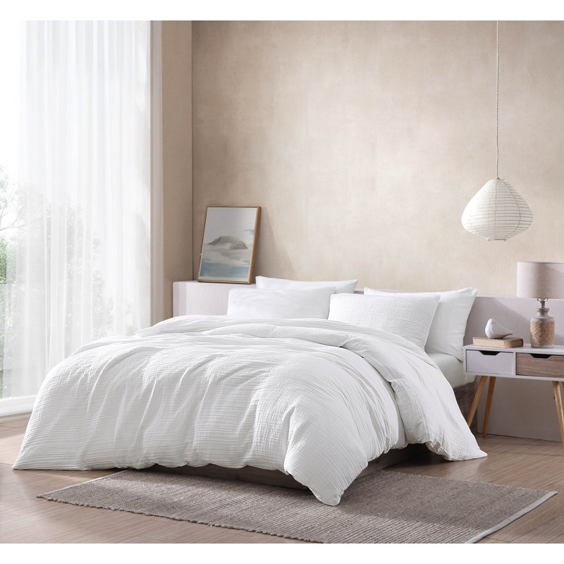 Ensemble d'édredon 100% coton 3 pièces Syracuse, Édredon très grand et 2 très grandes taies déc, Blanc