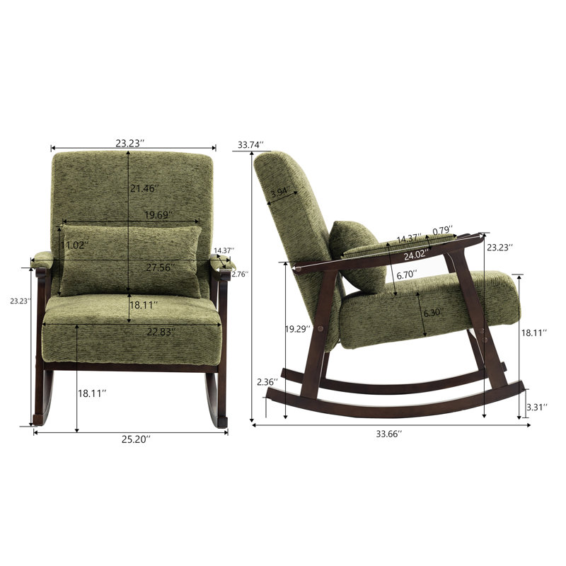Chaise berçante en bois massif, Vert