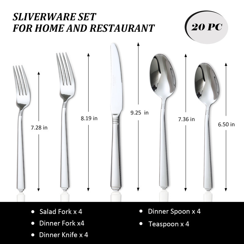 Latitude Run® Rawald Stainless Steel Flatware Set - Service for 4