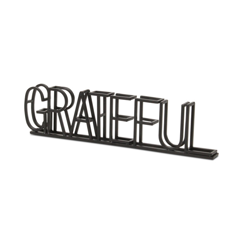 Colma Black Metal "Grateful" Table Sign