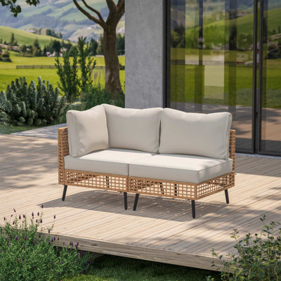 Canapé modulaire d'extérieur 52,3 po en forme de L avec coussins