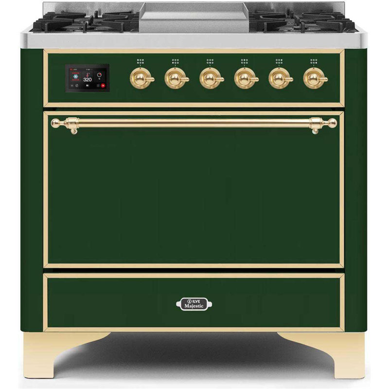 Majestic II 36" 3.5 cu.ft. Freestanding Dual Fuel with Griddle and Convection Oven, Natural Gas, White/Copper