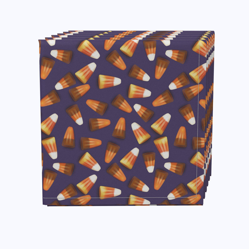 Polyester Floral Square Napkin, 3D Candy Corn