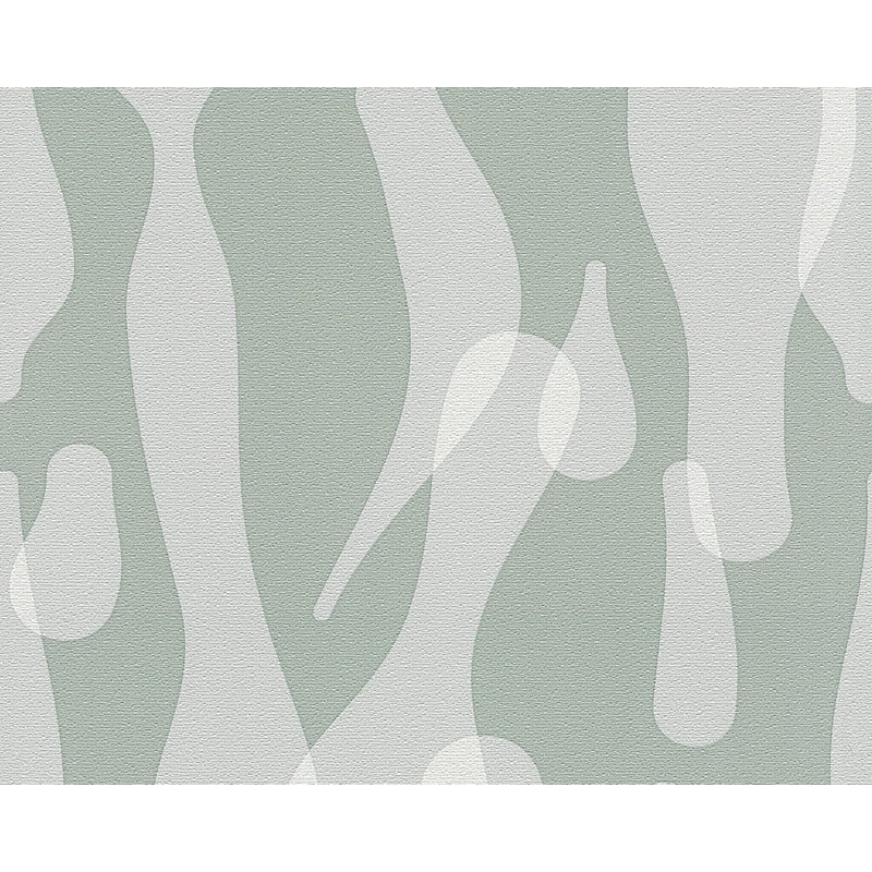 Rouleau de papier peint abstrait 33 pi x 21 po Charette, Crème / Vert clair