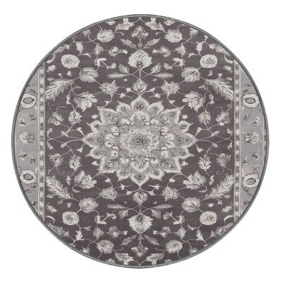 Tapis gris Tabriz lavable à la machine