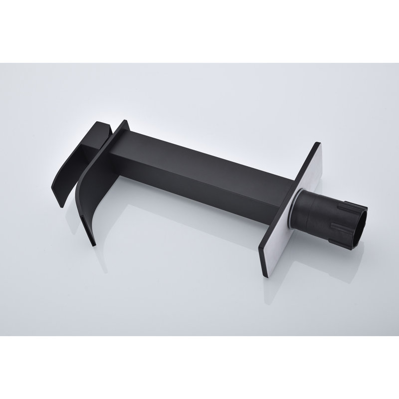 Single Handle Vanity Sink Faucet With Waterfall Spout In Matte Black, Composed Of Stainless Steel For A Bathroom Fixture Black Spout, Feature, Produced