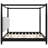 King Size Canopy Platform Bed with Upholstery Headboard,with Wooden Slat Support Legs,Black-697046822-697046827