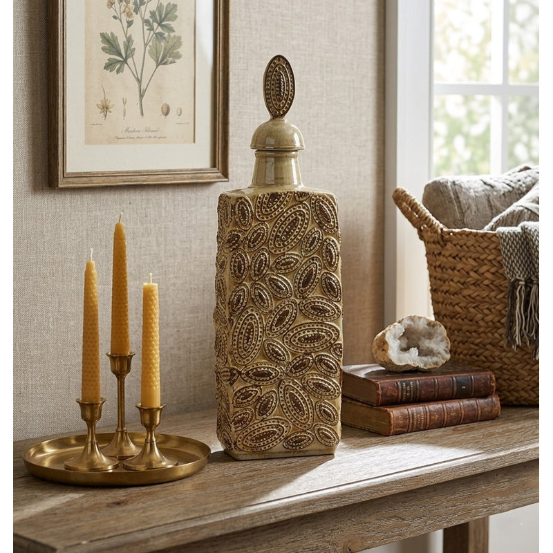 Vase de table en céramique brun, H 20,5 po x l 3 po x P 5,5 po
