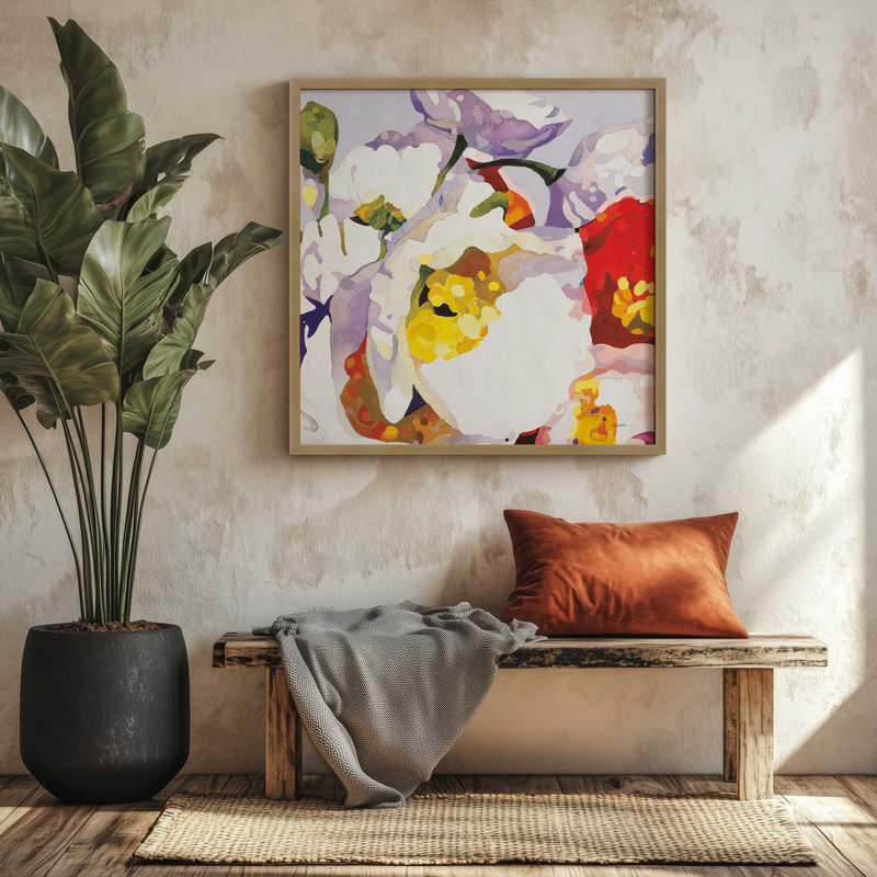 Impression sur toile Vivid Floral Expressions II , H 13,75 po x l 13,75 po, Zinc patiné