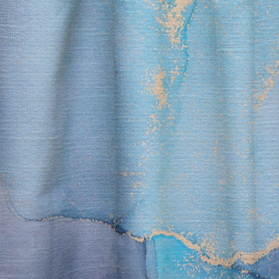 Turquoise et mauve luxe abstrait fluide Art VII - rideau de velours moderne - 1 panneau