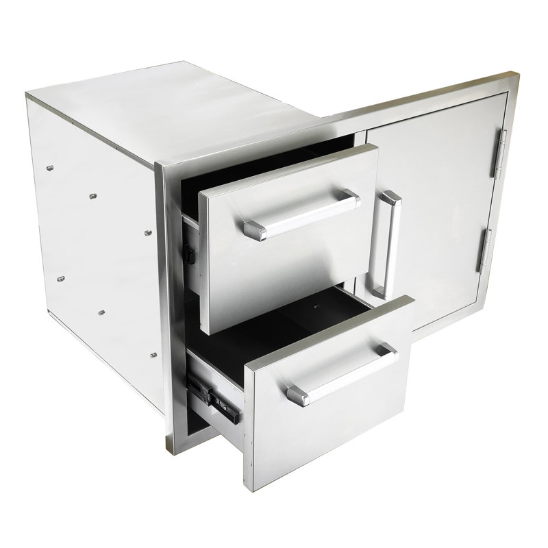 23.6 in. Grade 304 Stainless Steel and Stainless Steel Grade 304 Stainless Steel Drop-In and Mounting / Installation Required Door & Drawer Combo