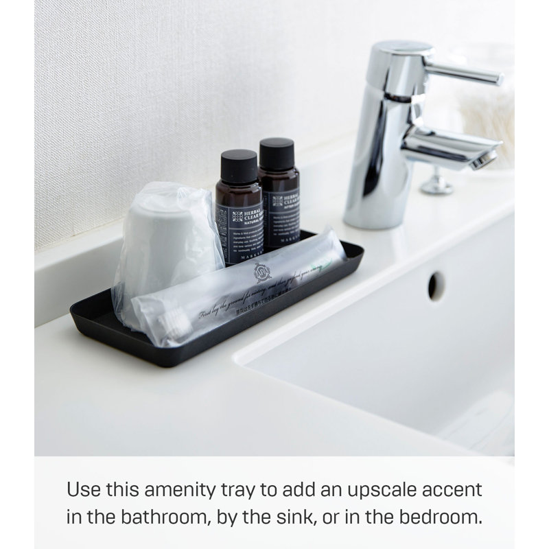 Sleek Black Steel Space-Saving Vanity Tray, 4" x 8.5"