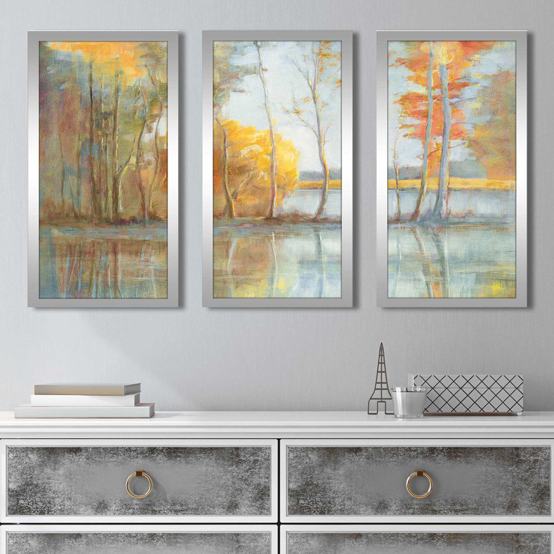 «Lakeside Reflection», peinture sur cadre 3 pièces, L 40,5 po x H 25,5 po x P 1 po