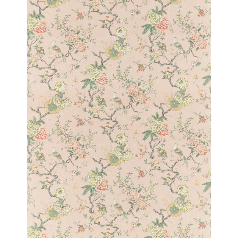 Oriental Bird Signature Performance Fabric, Blush