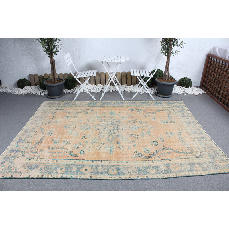 Grand tapis turc Oushak rétro avec un design orange moderne pour la décoration de la chambre à coucher