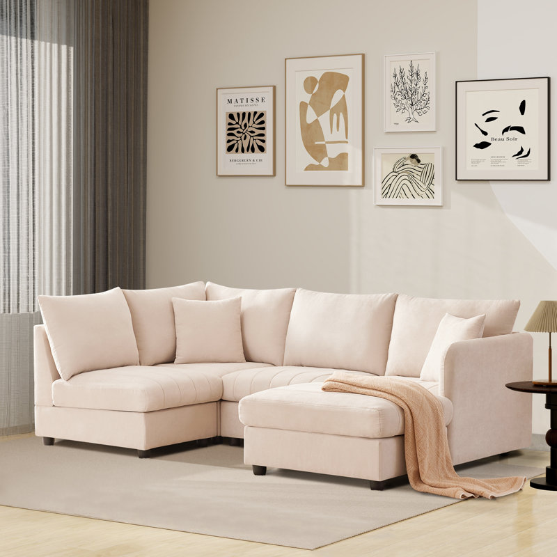 Canapé modulaire Emmilee, Lin beige