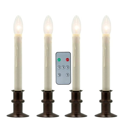 Battery Operated Window Hugger Candles With Remote Set of 4