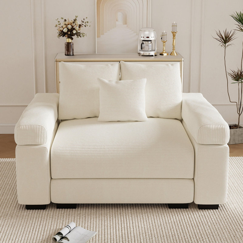 Très grand canapé 54 po Cloud - Velours côtelé doux, Velours côtelé beige