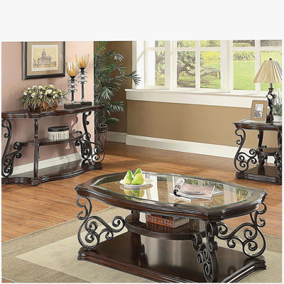 Gretta Merlot 2-Shelf Sofa End Table