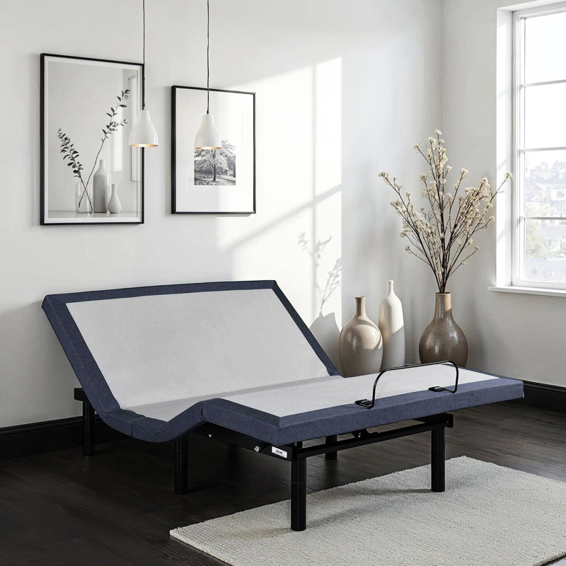 Base de lit simple TG réglable avec trois modes de vibration, massage à 3 niveaux d'intensité de la tête et des pieds, positions télé / gravité zéro / détente, 2 ports, sous le conduit, retour plat à une touche, réglage, centre