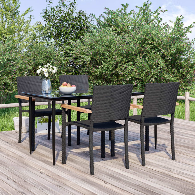 Leroni 4 - Person Wicker Patio Dining Set with Rectangular Table