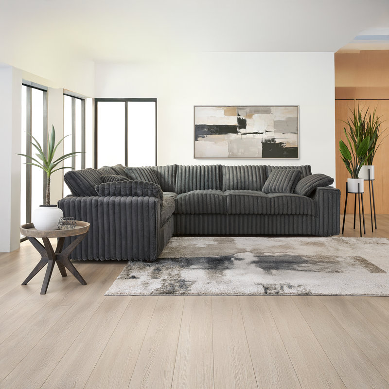 Canapé modulaire en L Belvoir, Gris anthracite