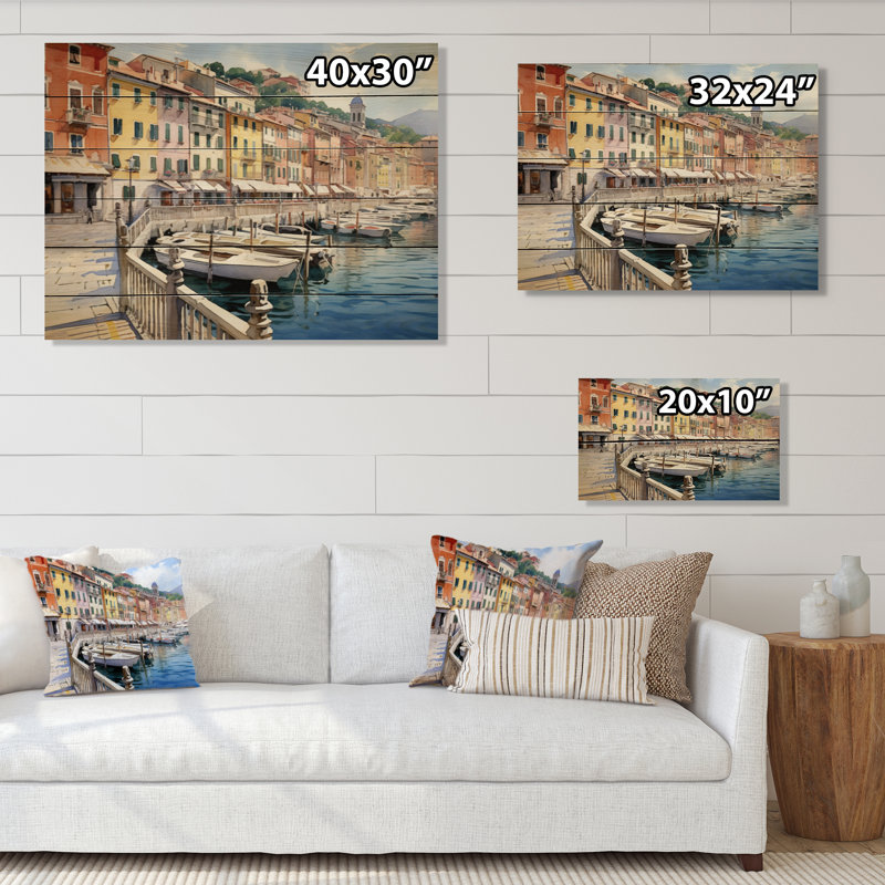Italie, charme côtier sur impression sur bois, H 10 po x l 20 po x P 0,78 po
