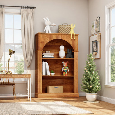 Bibliothèque ouverte à 3 niveaux UnaNoxa, support en bois rustique pour le salon, le bureau, la chambre à coucher
