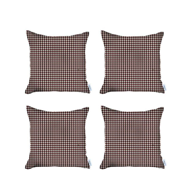 Houndstooth Reversible Pillow Insert, Red