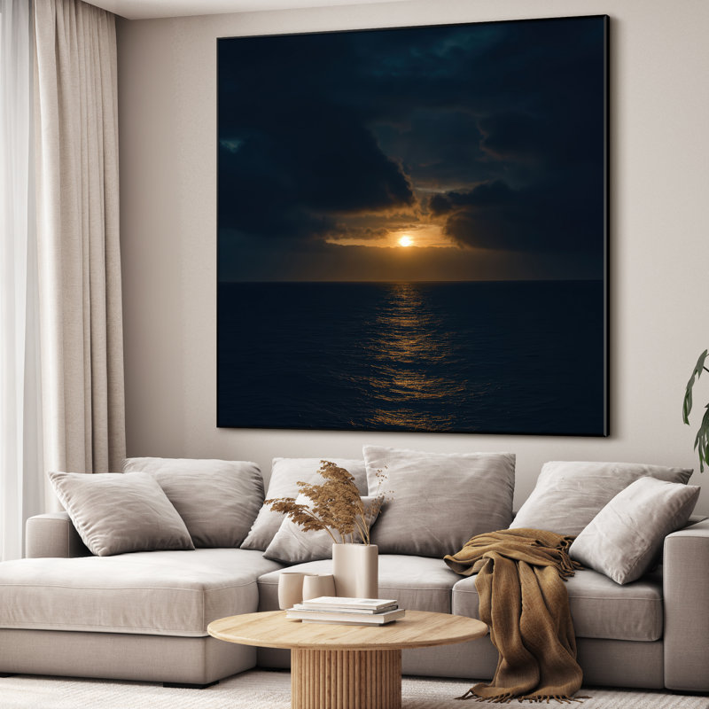 Très grande reproduction d'art sur toile - Coucher de soleil sur la nature, paysage océanique, œuvre d'art pour le salon ou la chambre à coucher