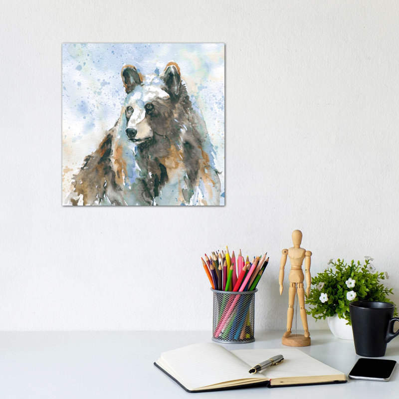 Black Bear On Blue by Carol Robinson - Wrapped Canvas Painting, 93.98 cm H x 93.98 cm W x 3.175 cm D