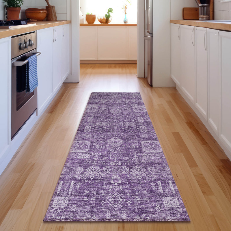 Premium Machine Washable Cerrito Purple Rug, Runner 2'3" x 7'6"