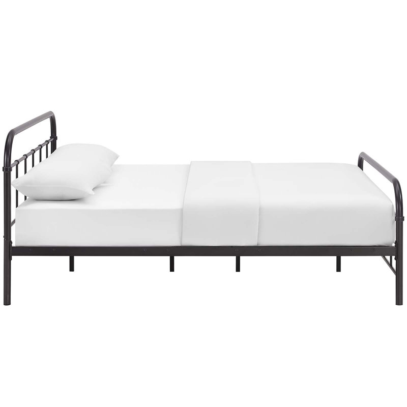 Modway Maisie Stainless Steel Bed Frame, Queen, Brown