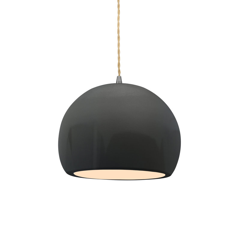 Luminaire suspendu à 1 lumière Aschwin, H 9,25 po x l 12,25 po x P 12,25 po, Bisque, Matte Black