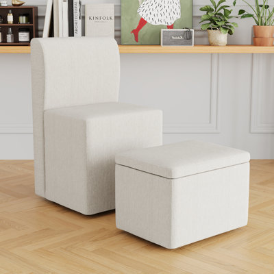 Manessa Versatile Linen Dining Chair with Wheels